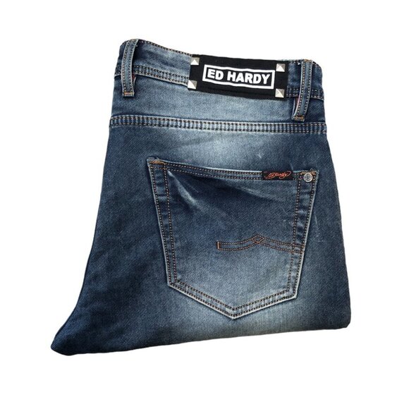 RARE Ed Hardy Skiller Jeans Size 36 Blue - Picture 2 of 7